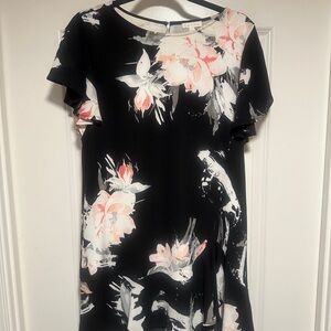 Leith Black Floral Mini Dress